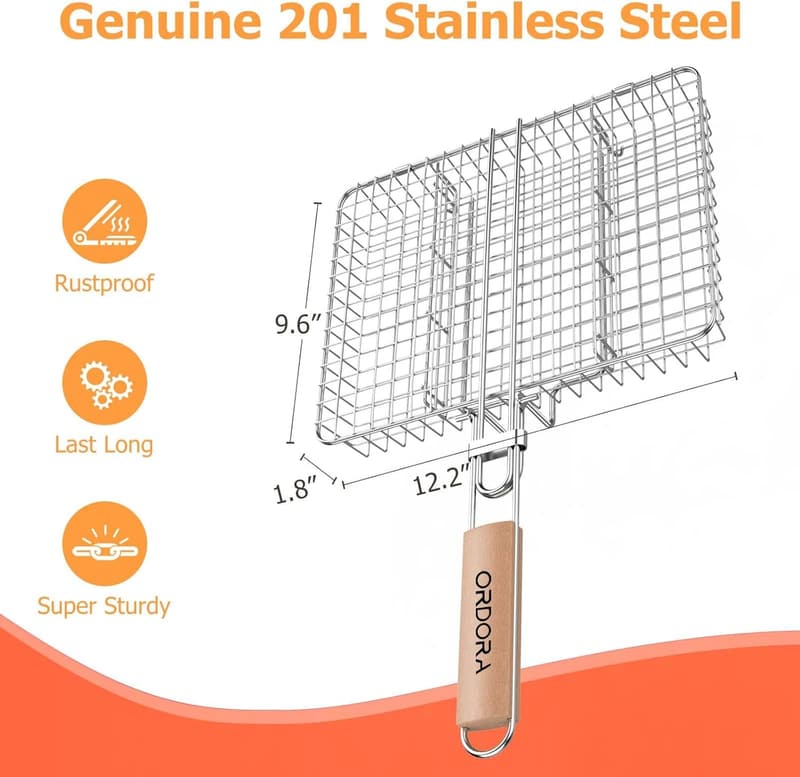 Stainless Steel Grill Basket - Perfect BBQ Accessory for Dad