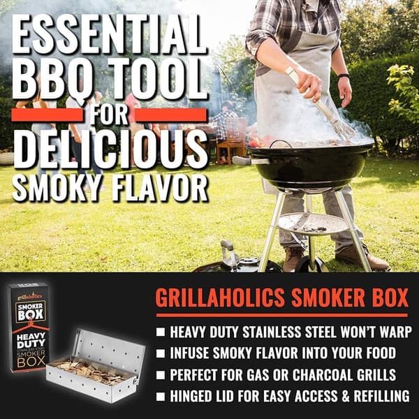 Smoker Box for Gas & Charcoal Grills – Large Stainless Steel Gift for BBQ Lovers
