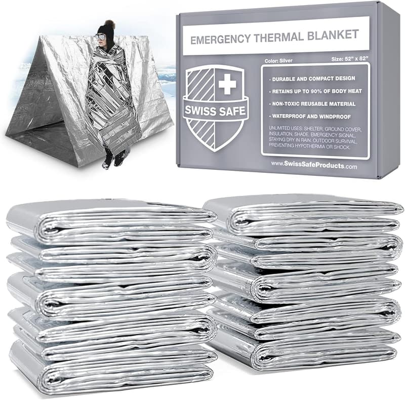 Emergency Mylar Blankets - Compact Insulated Survival Kit (10 Pack)