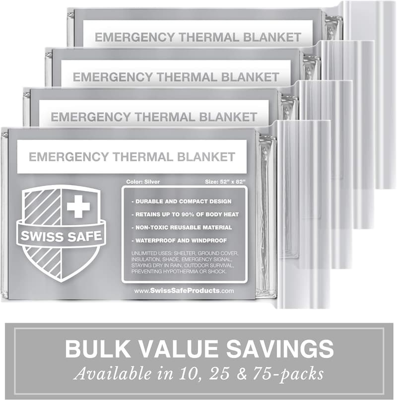 Emergency Mylar Blankets - Compact Insulated Survival Kit (10 Pack)