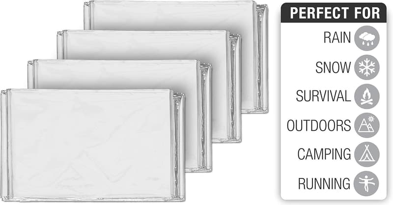 Emergency Mylar Blankets - Compact Insulated Survival Kit (10 Pack)