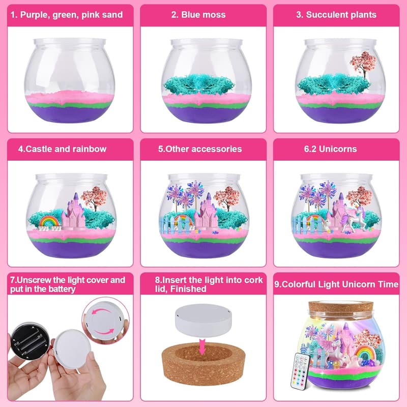 Unicorn Terrarium Kit - DIY Arts & Crafts Gift for Girls 4-12