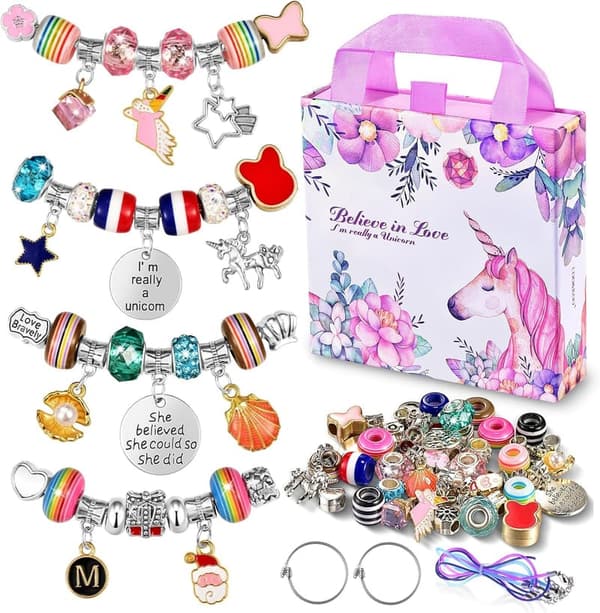 Unicorn Charm Bracelet Making Kit for Girls Age 6-12