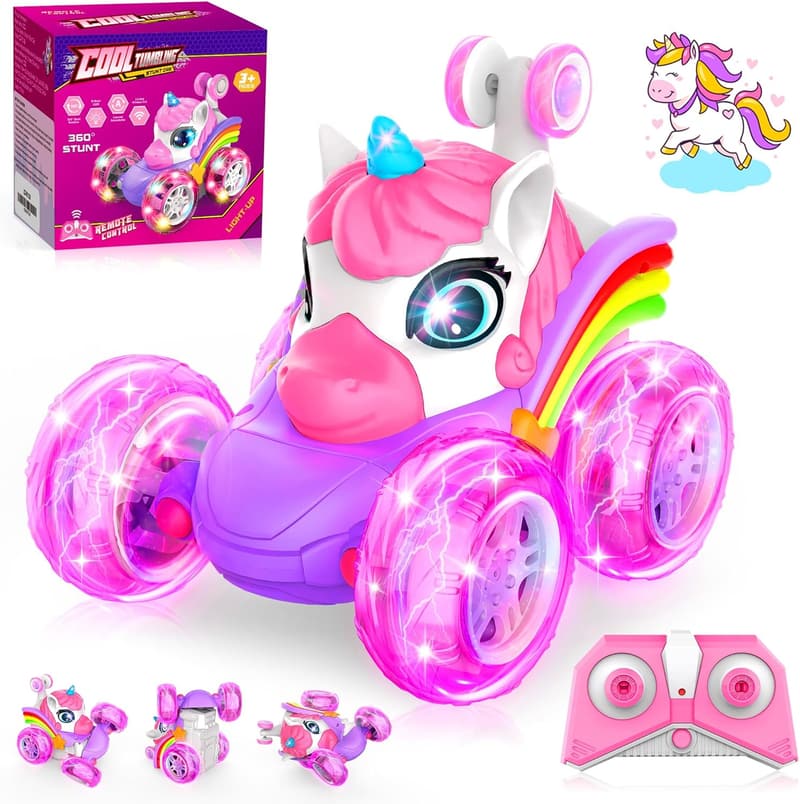 Pink Remote Control Stunt Car for Girls (Ages 4-8)