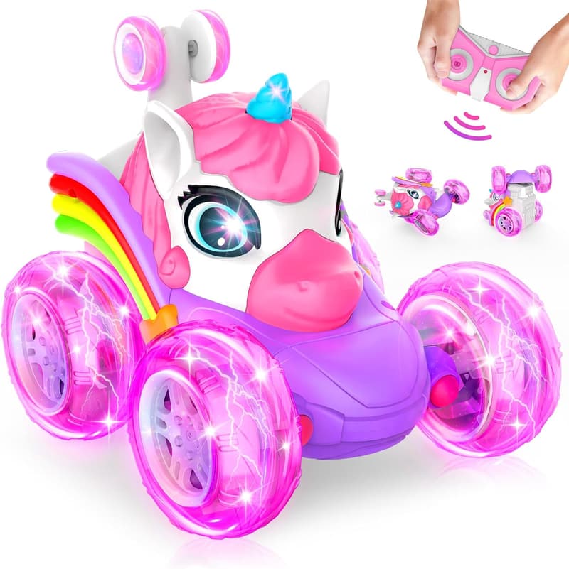 Pink Remote Control Stunt Car for Girls (Ages 4-8)