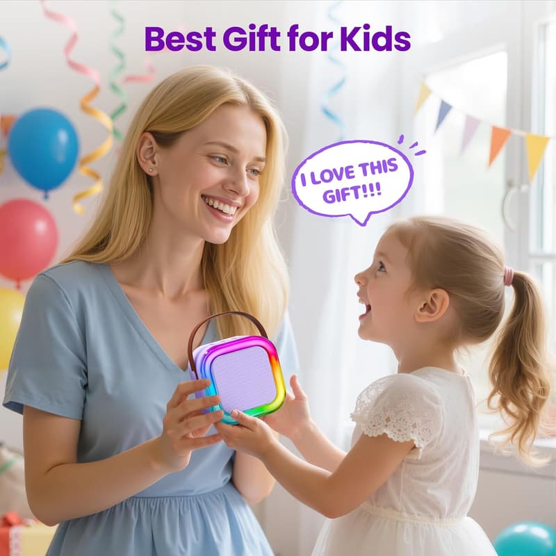 Kids Karaoke Machine with Bluetooth & 2 Wireless Mics - Birthday Gift