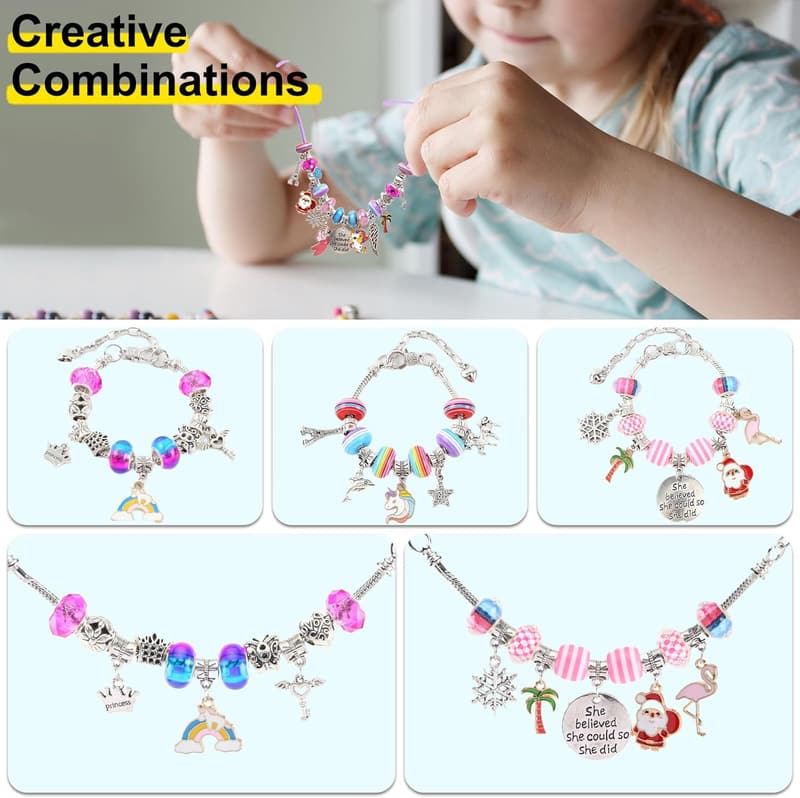 Kids Friendship Bracelet Making Kit for Ages 6-9, Beads & Rings