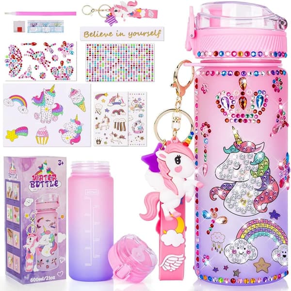 Unicorn DIY Water Bottle Craft for Girls, Ages 4-10