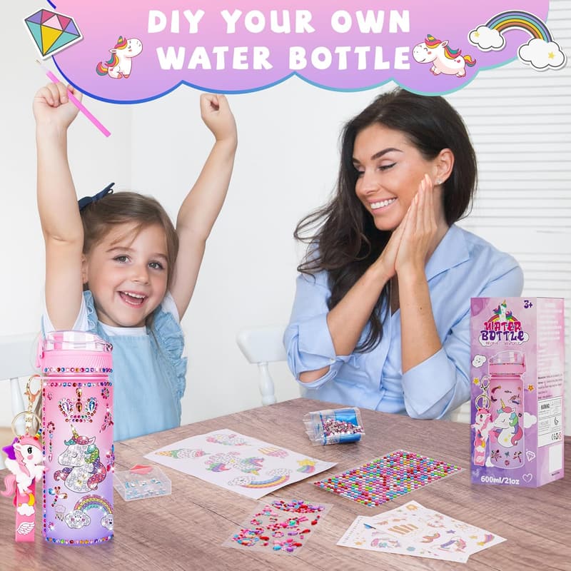 Unicorn DIY Water Bottle Craft for Girls, Ages 4-10