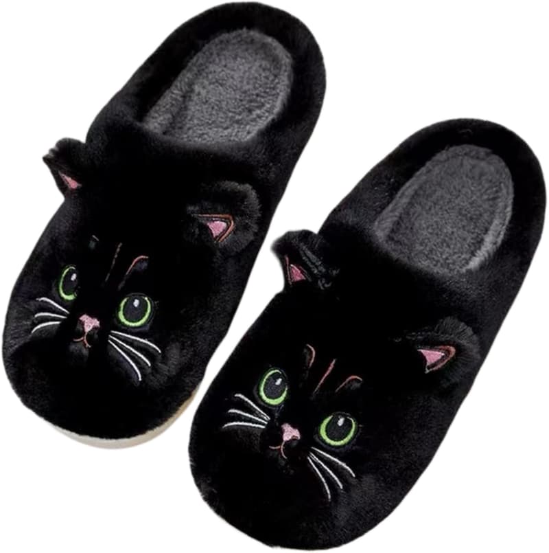 Cozy Cat Plush Slippers for Women and Men
