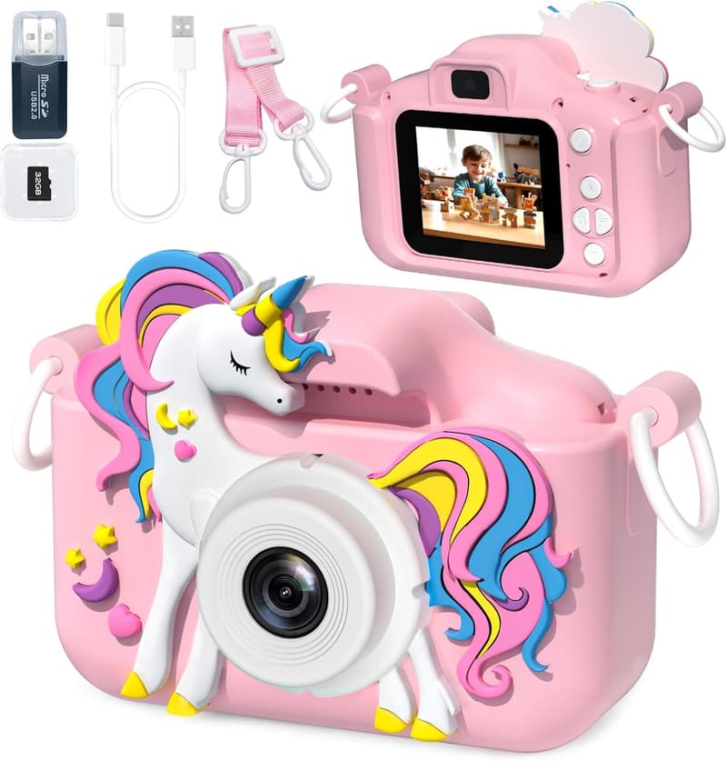 Kids HD Digital Video Camera with Silicone Cover for Ages 3-12