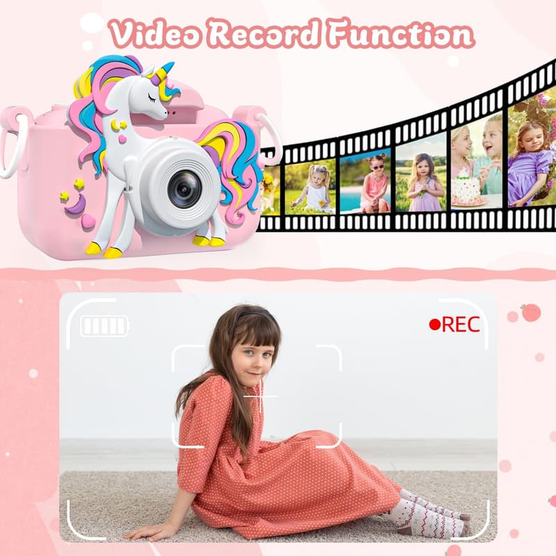 Kids HD Digital Video Camera with Silicone Cover for Ages 3-12