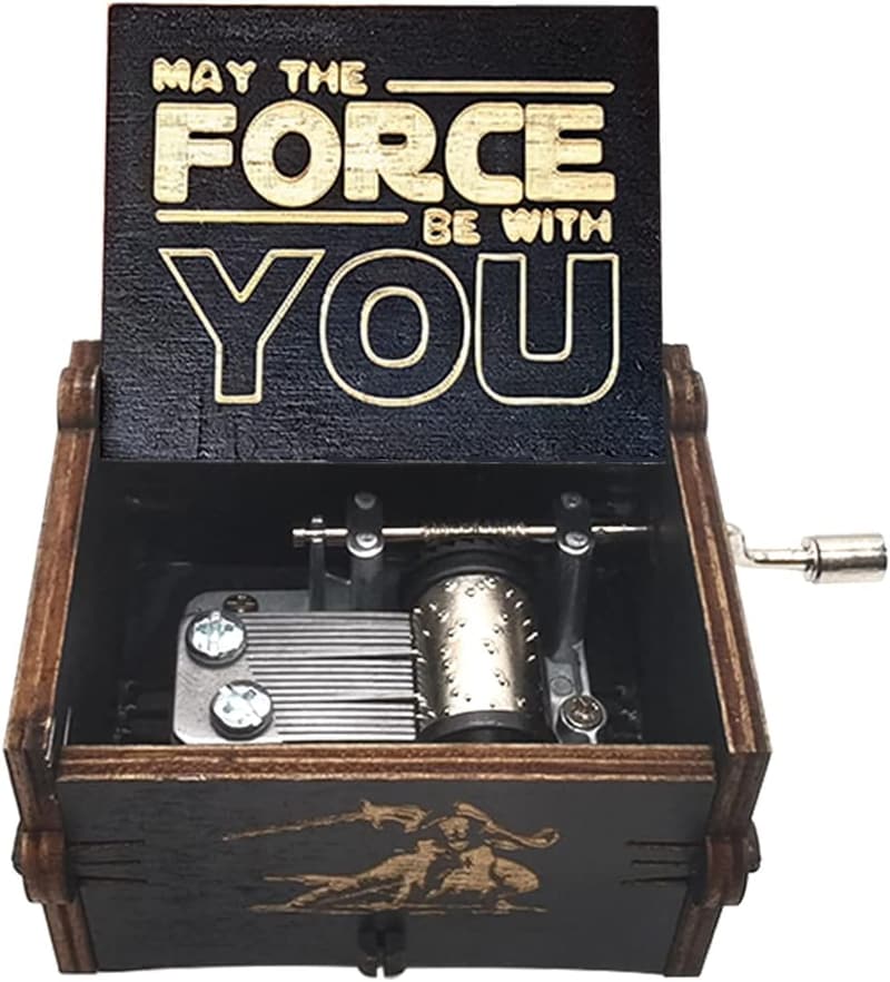 Star Wars Wooden Hand Crank Music Box - Perfect Gift for Fans