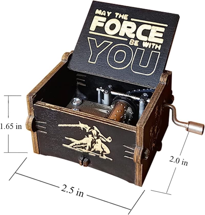 Star Wars Wooden Hand Crank Music Box - Perfect Gift for Fans