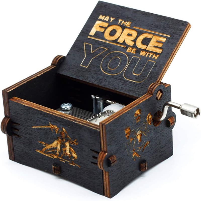 Star Wars Wooden Music Box - Antique Hand Cranked Gift for Kids