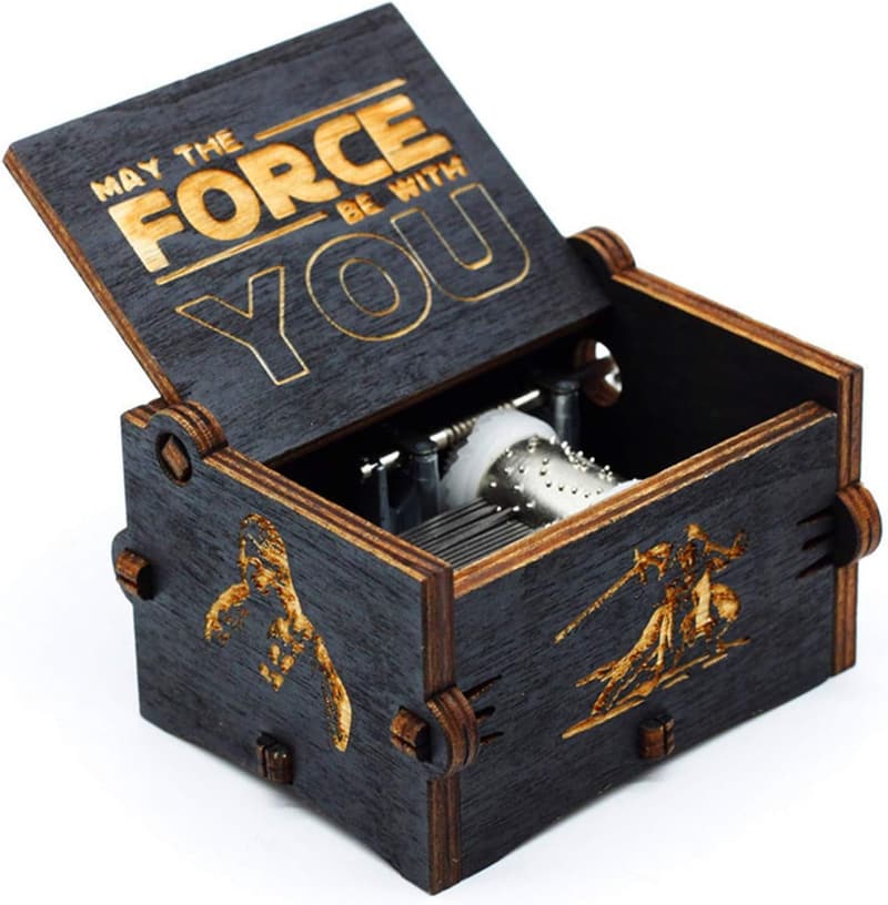 Star Wars Wooden Music Box - Antique Hand Cranked Gift for Kids