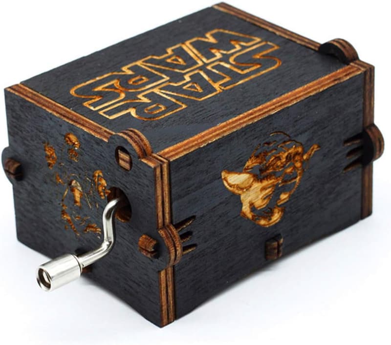 Star Wars Wooden Music Box - Antique Hand Cranked Gift for Kids