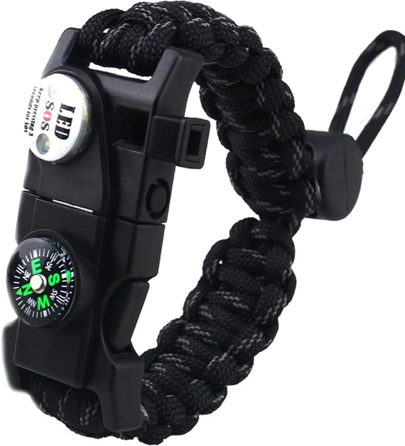 20-in-1 Tactical Survival Bracelet with Firestarter & Compass