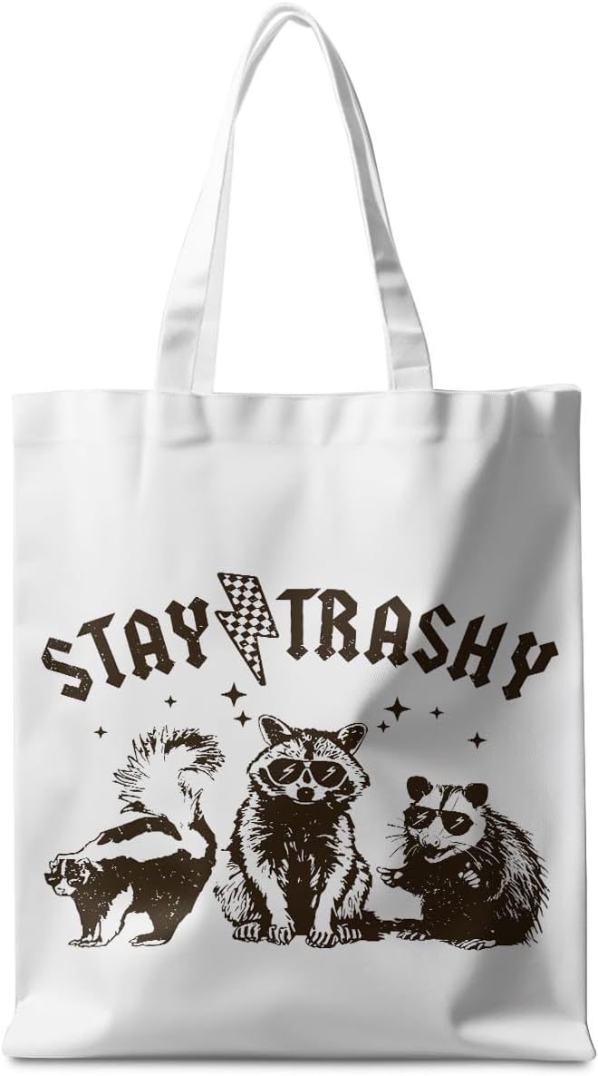 Funny Raccoon Tote Bag - Cute Reusable Grocery Bag for Women