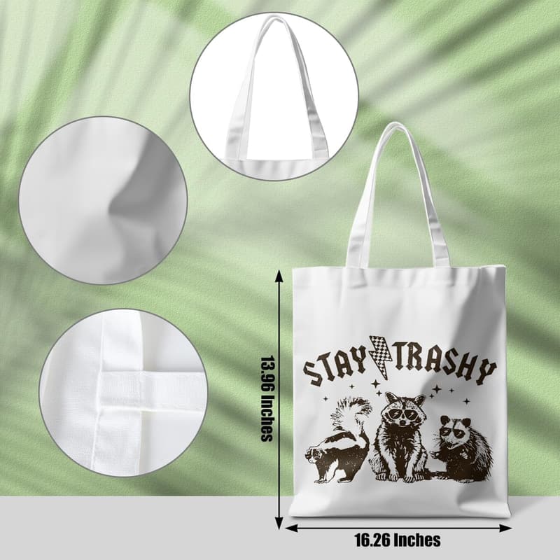 Funny Raccoon Tote Bag - Cute Reusable Grocery Bag for Women