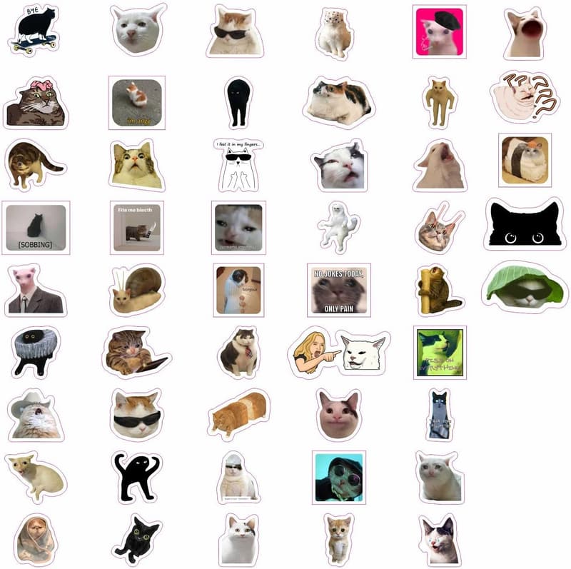 Funny Cat Meme Stickers - 100-Piece Collection for Cat Lovers