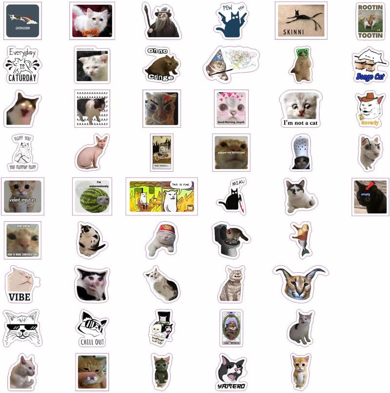 Funny Cat Meme Stickers - 100-Piece Collection for Cat Lovers