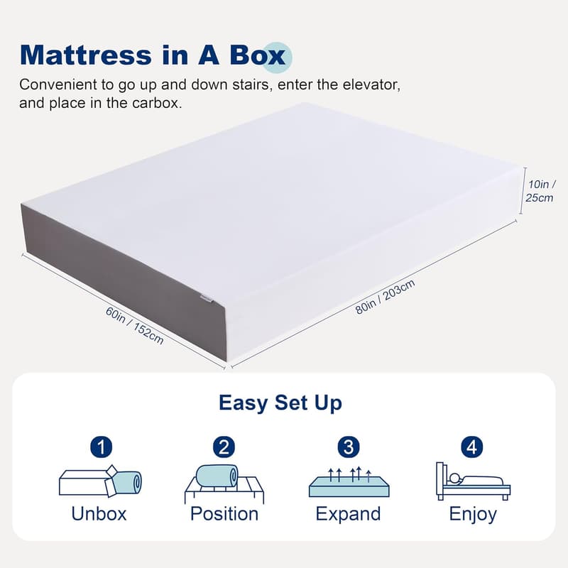 Medium Firm Memory Foam Mattress, 10-Inch Queen Size