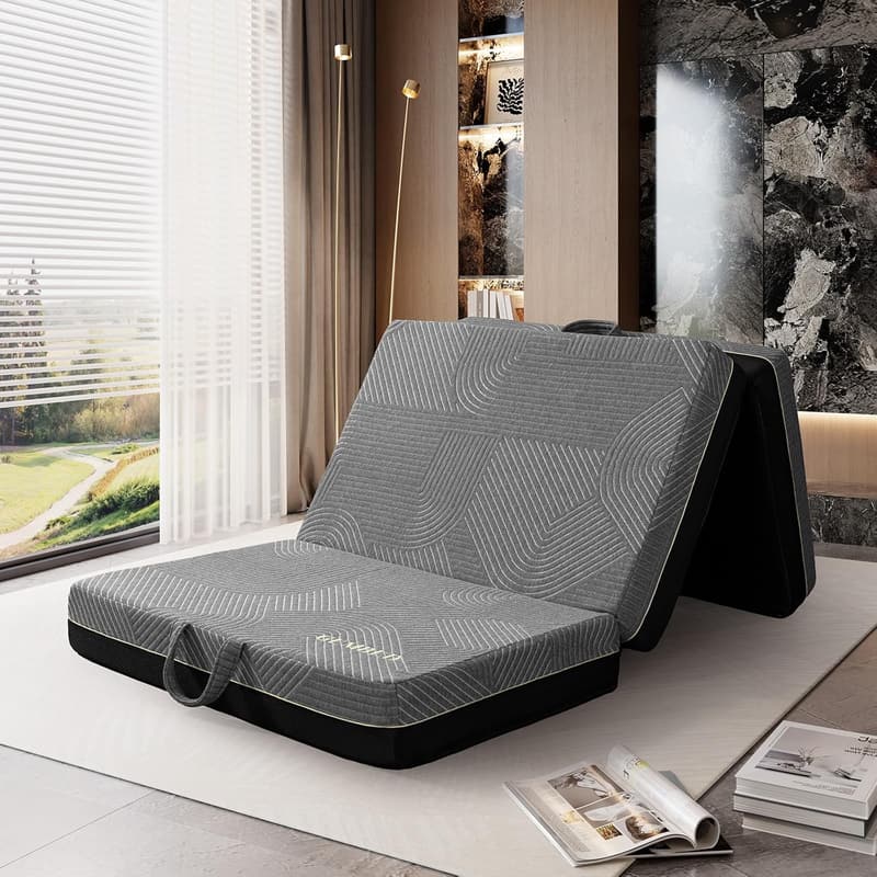 Portable Tri-Fold Memory Foam Mattress for Travel & Camping