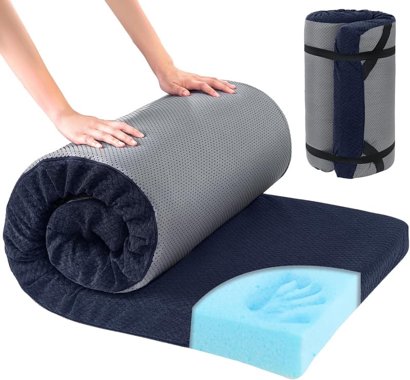Portable Memory Foam Camping Mattress Pad for Adults, Waterproof