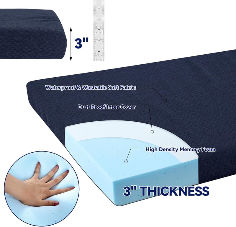 Portable Memory Foam Camping Mattress Pad for Adults, Waterproof