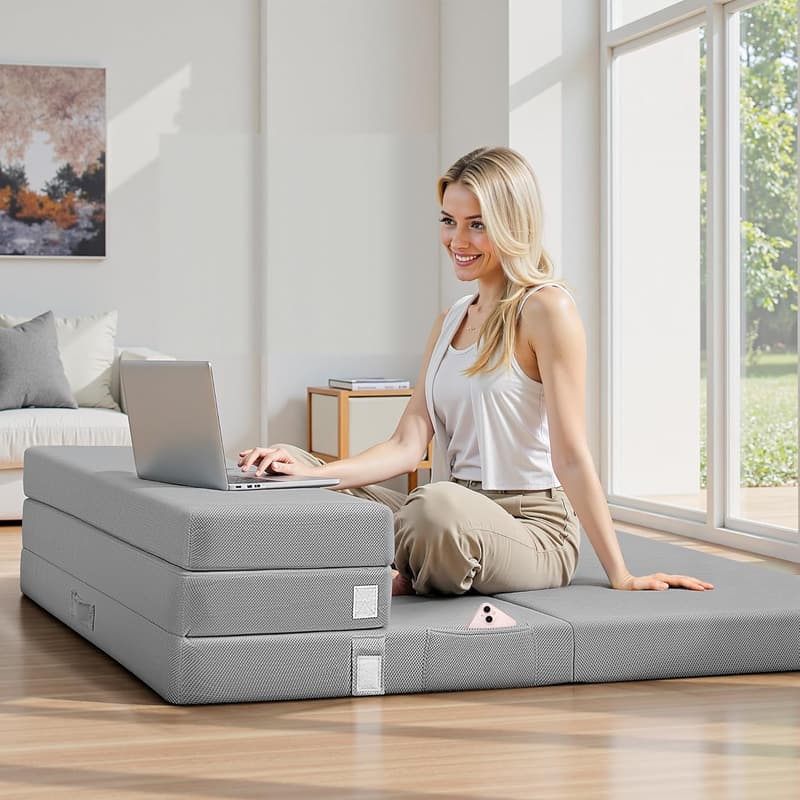 Portable 4-Inch Foam Mattress Topper for Camping and Travel