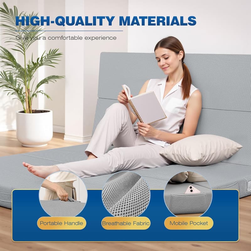 Portable 4-Inch Foam Mattress Topper for Camping and Travel
