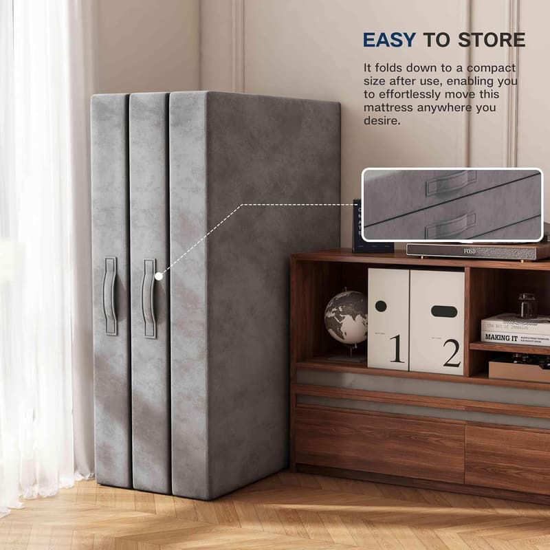 6-Inch Tri-Fold Memory Foam Mattress for Travel & Guests
