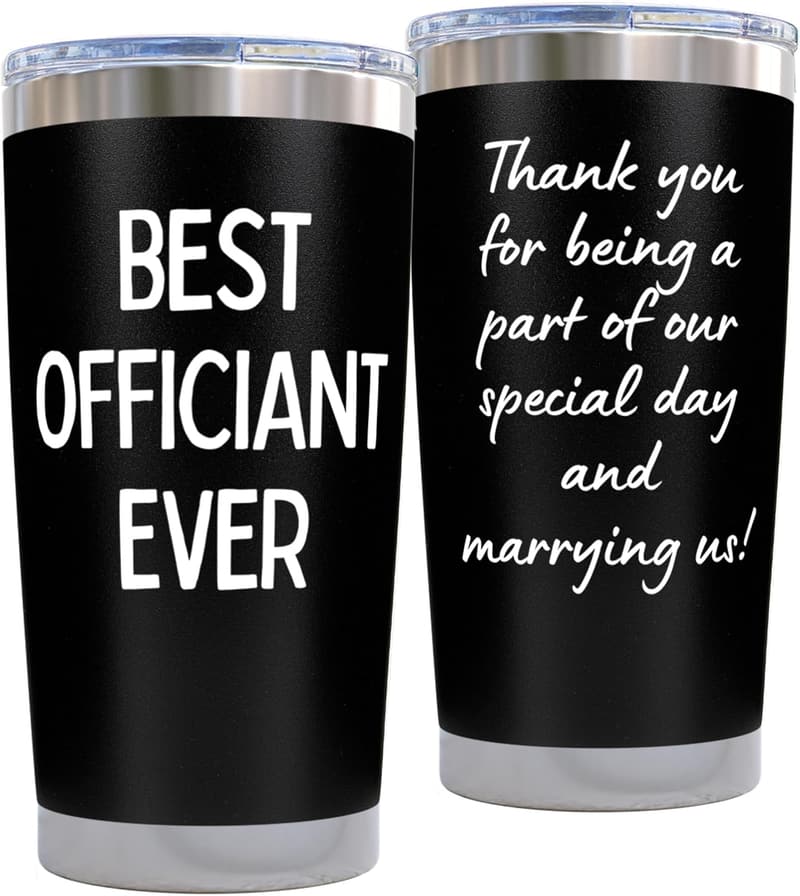 Wedding Officiant Gift Tumbler – 20 oz Black Mug