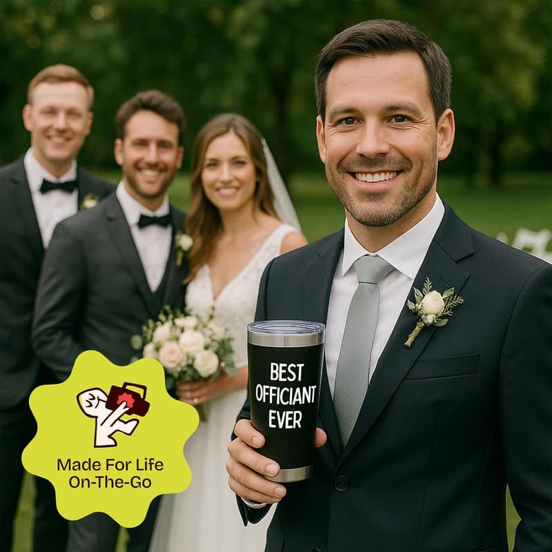 Wedding Officiant Gift Tumbler – 20 oz Black Mug
