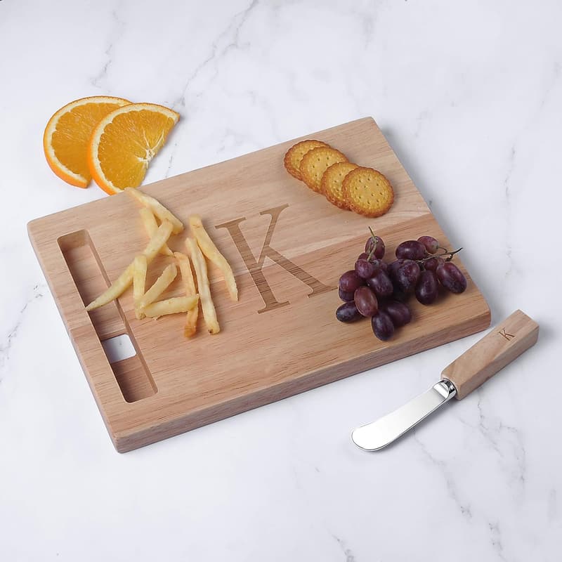 Personalized Monogrammed Charcuterie Board with Spreader