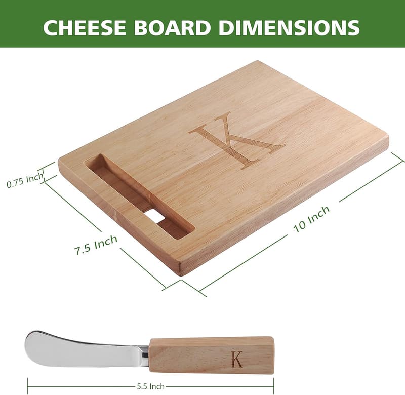 Personalized Monogrammed Charcuterie Board with Spreader