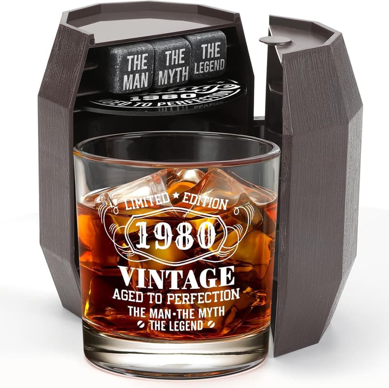 45th Birthday Vintage Whiskey Glass Set for Men
