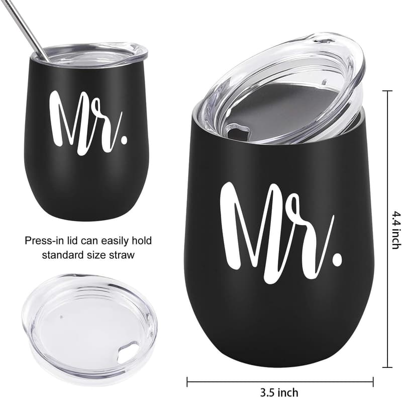 Mr. & Mr. Insulated Wine Tumblers - Engagement or Anniversary Gift