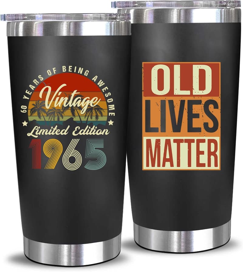 60th Birthday Tumbler Gift for Men - 20 Oz