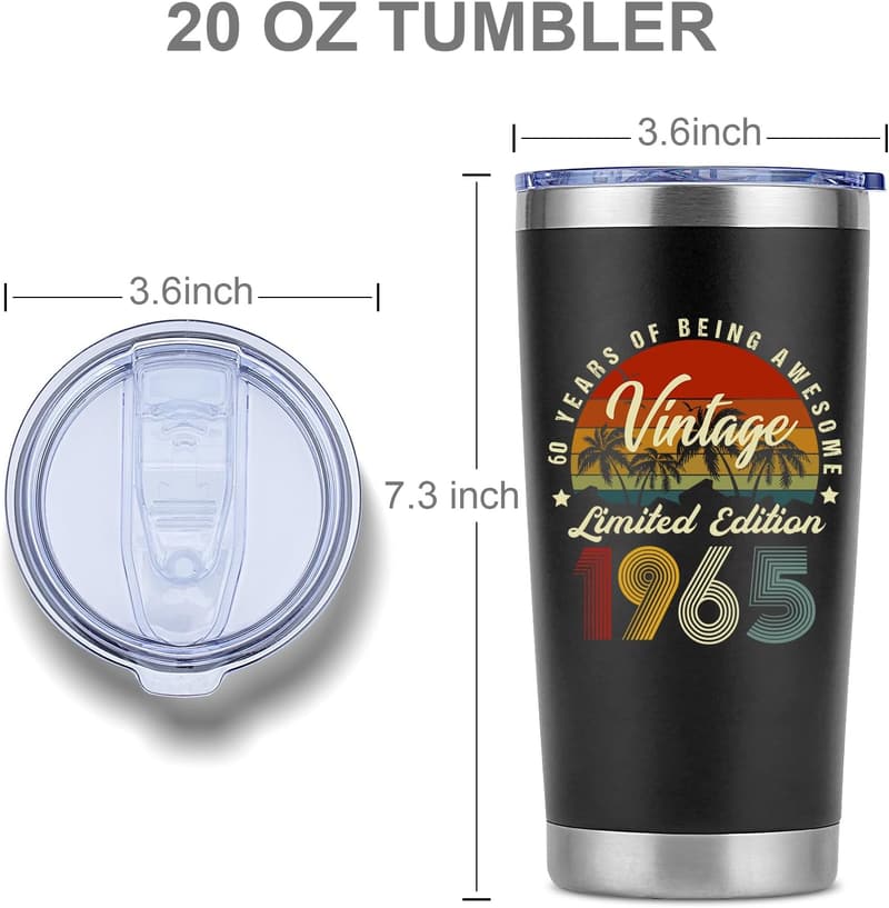 60th Birthday Tumbler Gift for Men - 20 Oz