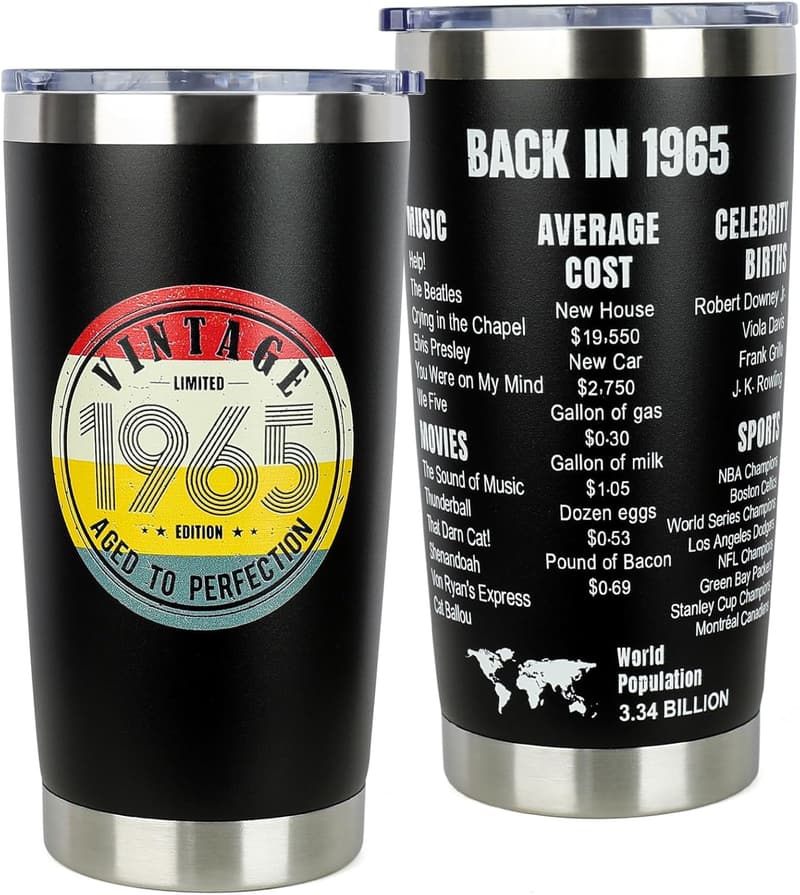 60th Birthday Stainless Steel Tumbler for Him & Her