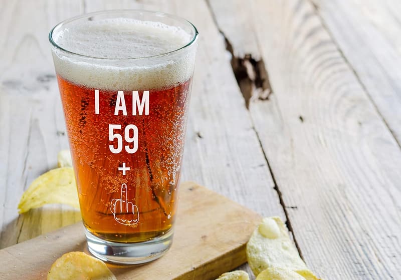 Funny 60th Birthday Pint Glass for Men & Women - 16 oz