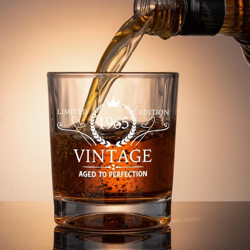 60th Birthday Whiskey Glasses Set for Men - Vintage 1965 Design