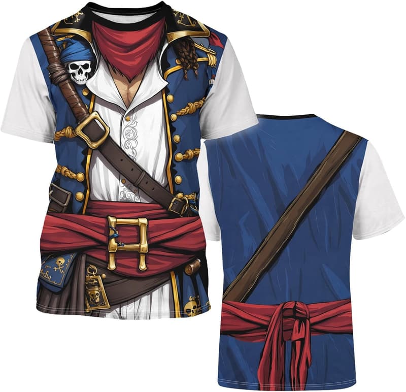 Anime Pirate Captain Tuxedo Tee - Funny Casual Cosplay Top