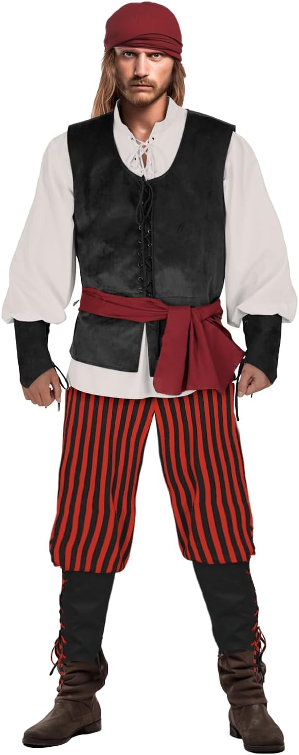 Men's Viking Pirate Costume Set - 5 Medieval Pieces for Halloween