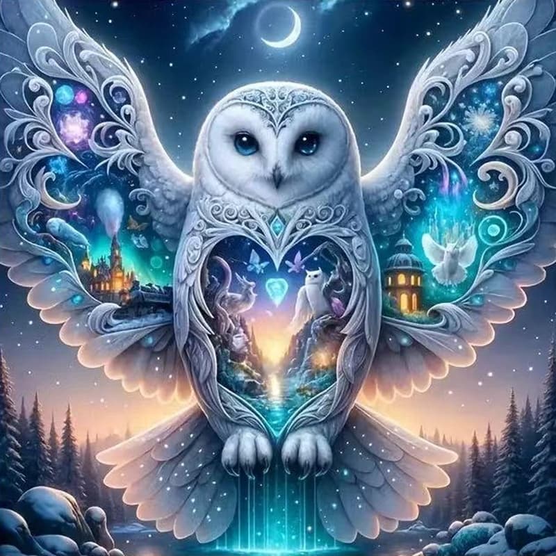 Adult 5D Diamond Painting Kit - Owl Castle Home Decor 12