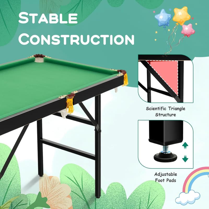 Portable Engineered Wood Billiard Table for Indoor Fun