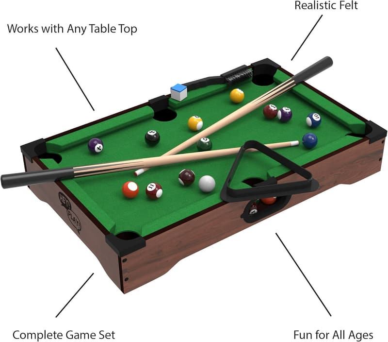 Mini Tabletop Pool Set - Portable Billiards Game for Family Fun
