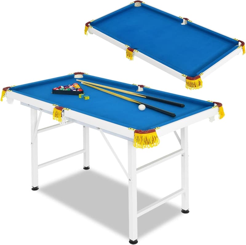 Portable 47-Inch Billiards Table with Cues and Accessories